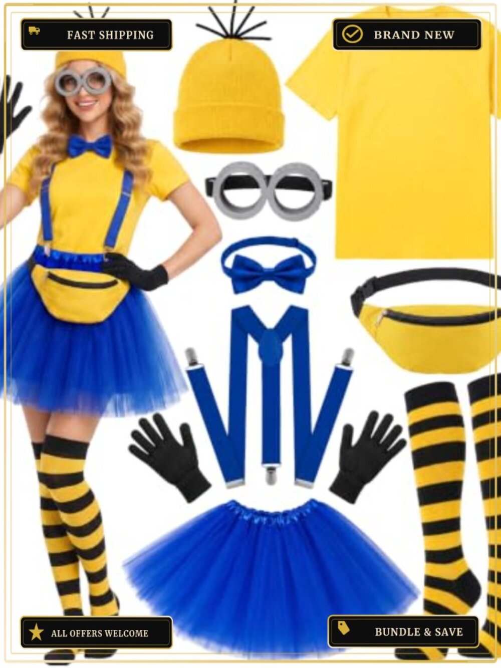 11Pc Halloween Costume Set Women Cosplay Dress Up Tutu Accessories